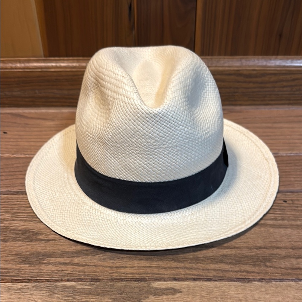 Cream Fedora Hat with Black Band